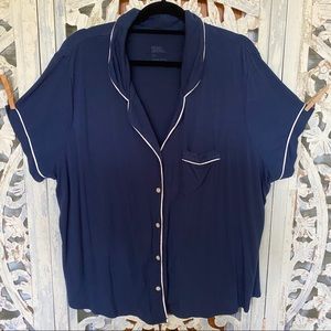 Stars Above Pajama Set Navy White Piping 2x plus